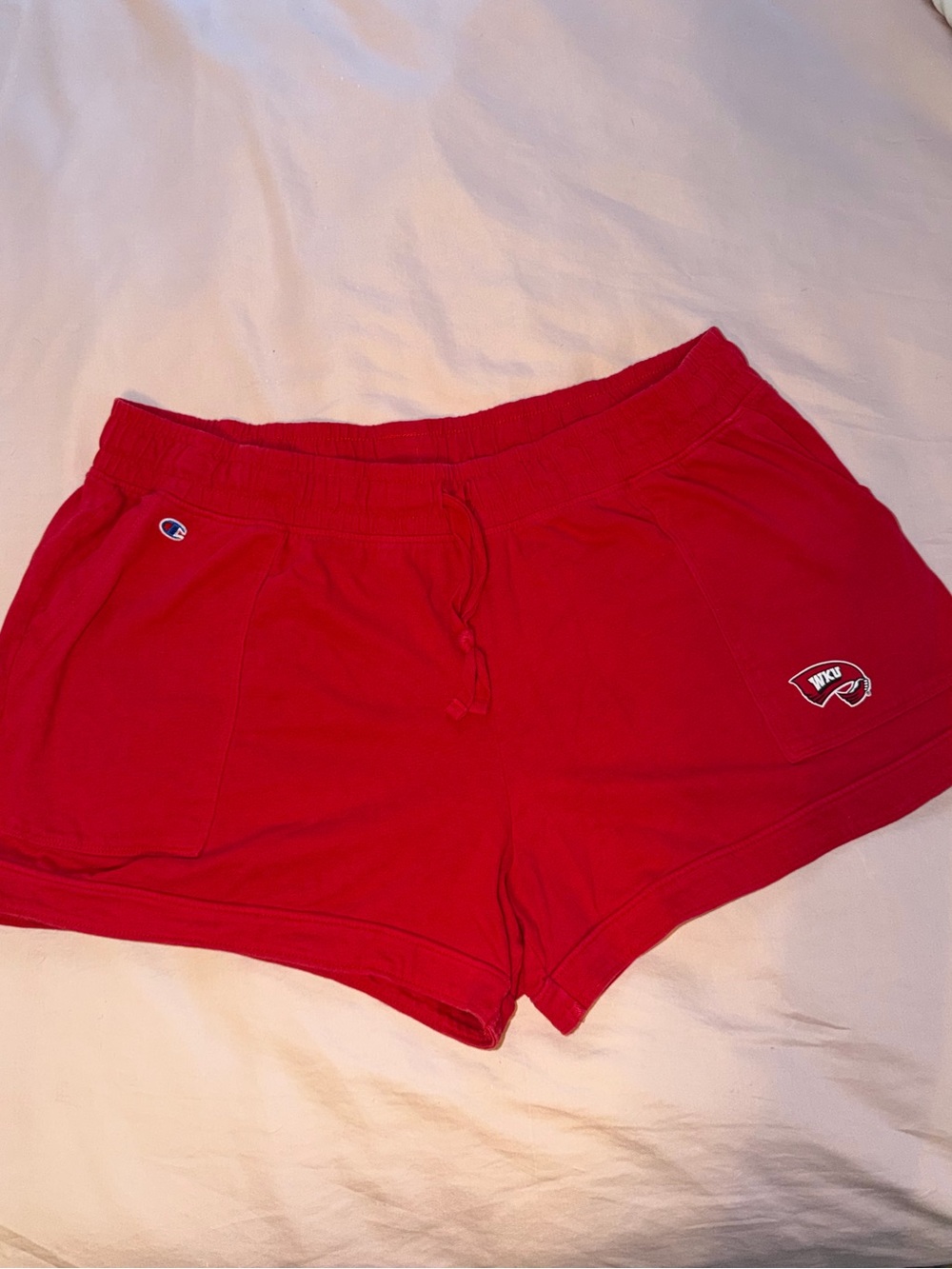 WKU college Champion Red Women's Athletic Shorts with Drawstring